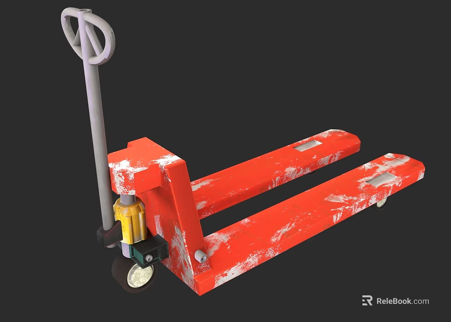 Red Manual Hydraulic Pallet Jack Industrial Equipment With Forks And Wheels 3d model 