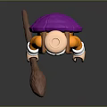 White Bearded Bald Headed Character Wearing Red Sunglasses Yellow Coat Blue Pants And Purple Backpack