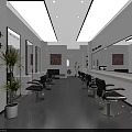 Modern Minimalist Bright Hair Salon Interior Design With Comfortable Styling Chairs And Large Wall Mirrors