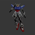 Blue White Red Mechanical Robot Character In Standing Pose With Detailed Design