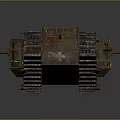 Vintage Rusty Armored Military Vehicle With Green Red Paint And Tracks