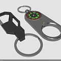 Practical Black and Silver Hardware Keychain Tools with Compass and Key Rings 3d model