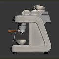 Stainless Steel Professional Espresso Machine With Control Knobs And Quality Cups 3d model