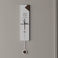 Modern Minimalist Wall Clock with White Body Brown Accent and Pendulum 3d model