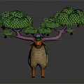Enchanting Sheep Character With Tree Covered Purple Horns And Green Leafy Foliage