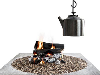 Modern teapot fireplace stove firewood stone model