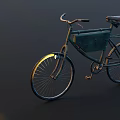 Vintage Bicycle With Leather Seat Metal Frame And Wire Basket