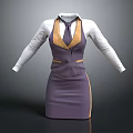 Purple Dress With White Long Sleeve Shirt Yellow Accents Vest Design And Tie