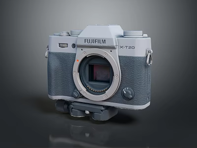 Fujifilm XT20 Mirrorless Camera With Gray Leather Body On Tripod Stand 3d model