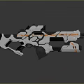 Modern Futuristic Gun With White Black Camouflage And Orange Accents