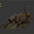 Moss Covered Stone Creature Character with Horned Structure and Natural Elements