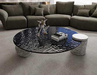 Glass coffee table round coffee table 3d model