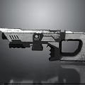 Futuristic Sci Fi Gun With Metallic Finish And Ergonomic Grip Structure