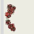 Creative Floral Installation with Transparent Blocks and Red Pink Flowers 3d model