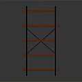 Modern Multi Tier Shelving Unit with Wooden Tiers and Black Metal Frame for Home Storage