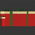 Festive Decorative Red And White Gift Boxes With Green Ribbons And Bows