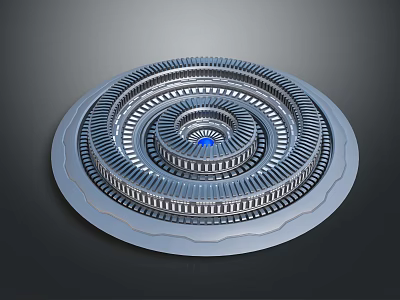 Futuristic Sci Fi Mechanical Structure With Circular Layers And Blue Central Core 3d model
