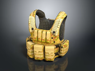 Camouflage Tactical Vest With Multiple Pockets And Functional Military Design 3d model
