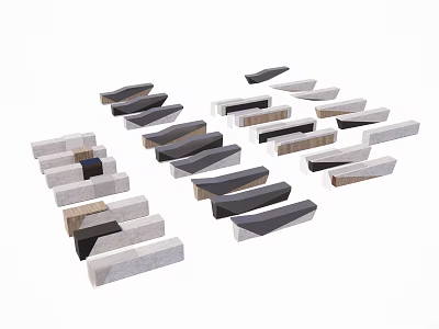 Modern Reception Desk Collection With Various Color Tones And Smooth Stone Surfaces 3d model