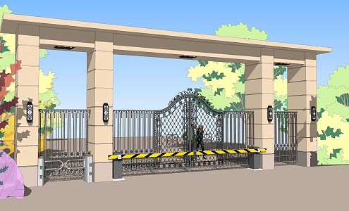 Modern gate entrance gate guard 3d model