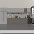 Modern Pantry Interior Design With Cabinets Coffee Machine Sink Counter And Appliances
