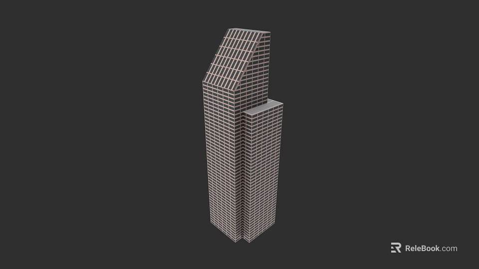 Modern Urban Architecture With Tall Skyscraper And Grid Facade Design Details 3d model 