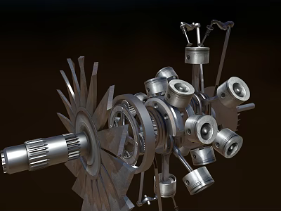 Heavy Duty Industrial Equipment With Gear Piston Shaft And Mechanical Components 3d model
