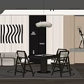 Modern Hotel Mahjong Room Interior With Sofa Table Chairs Decorative Painting Pendant Light And Rug