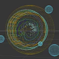 Glowing Moon Interior With Human Figure Surrounded By Small Moons And Illuminated Layers