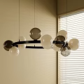 Modern Chandelier With Black Circular Frame And Multiple Spherical Glass Bulbs 3d model