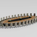 Modern Oval Conference Table Design With Multiple Chairs And Floral Centerpieces