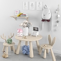 Modern Table and Chair Combination Plywood Animal Children's Chair Ears 3d model