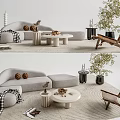 Quiet sofa tea table combination 3d model