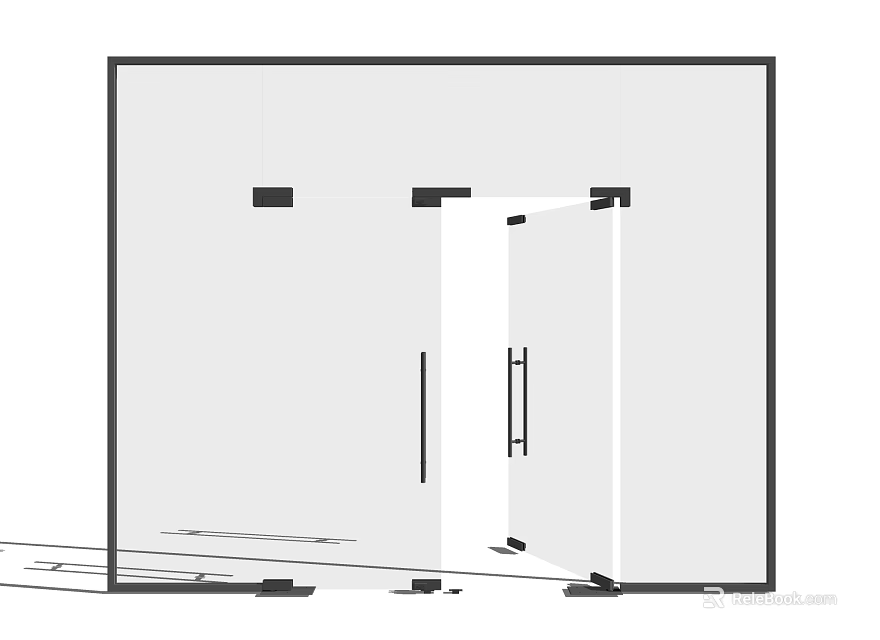 Simple Door Structure Design With Frame Handle And Hinges In Line Drawing 3d model 