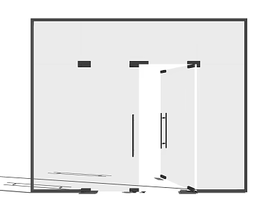 Simple Door Structure Design With Frame Handle And Hinges In Line Drawing 3d model