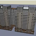 Multiple Modern High Rise Residential Apartment Buildings Exterior Architectural Design Features