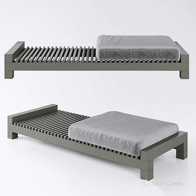 Modern Leisure Sofa Set With Striped Base And Gray Cushion Design 3d model 