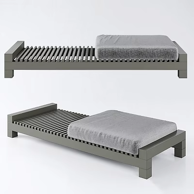 Modern Leisure Sofa Set With Striped Base And Gray Cushion Design 3d model