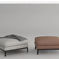 Modern Ottoman Stools In White Brown Light Green With Black Legs And Plaid Blanket