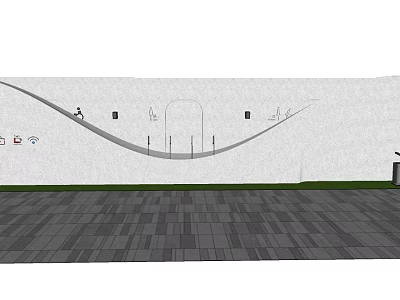 Modern Public Toilet Exterior Design With White Wall Curved Structure Green Lawn And Paved Ground 3d model