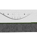 Modern Public Toilet Exterior Design With White Wall Curved Structure Green Lawn And Paved Ground