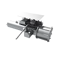 Industrial Mechanical Device Featuring Silver Metal Structure Cylindrical Component And Connecting Parts On Top Platform