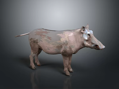 Wild Boar 3D Model with Light Brown Dark Spots Realistic Texture on Gray Gradient Background 3d model