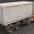 Yellow Cargo Truck With White Container Body And Multiple Wheels 3d model