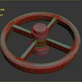 Red Metal Hardware Tool Handwheel Featuring Spoke Design And Central Knob For Workshop Use 3d model