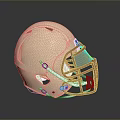 Gold Football Helmet With Red Facemask And Modern Sports Equipment Design