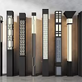 Column Style Outdoor Lights With Various Decorative Patterns And Modern Illuminated Design 3d model