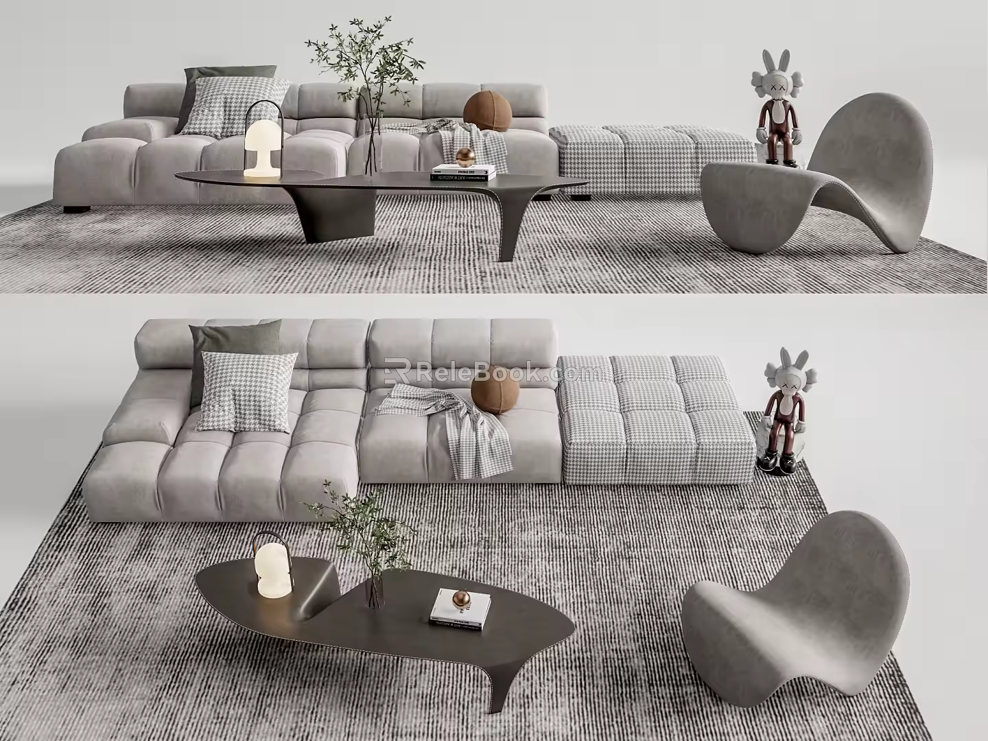 Modern sofa coffee table combination 3d model