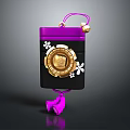 Purple Black Commercial Equipment With Golden Emblem White Floral Patterns Top Handle And Supports