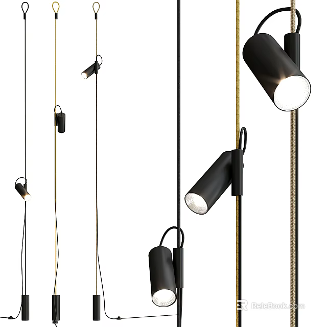Modern Black Floor Lamp Design With Sleek Metallic Stand And Adjustable Light Head 3d model
